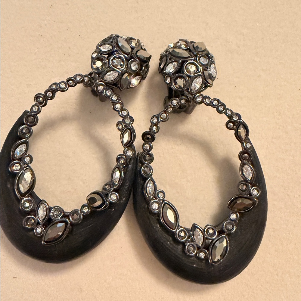 Alexis Bittar Black and Silver Crystal Earrings